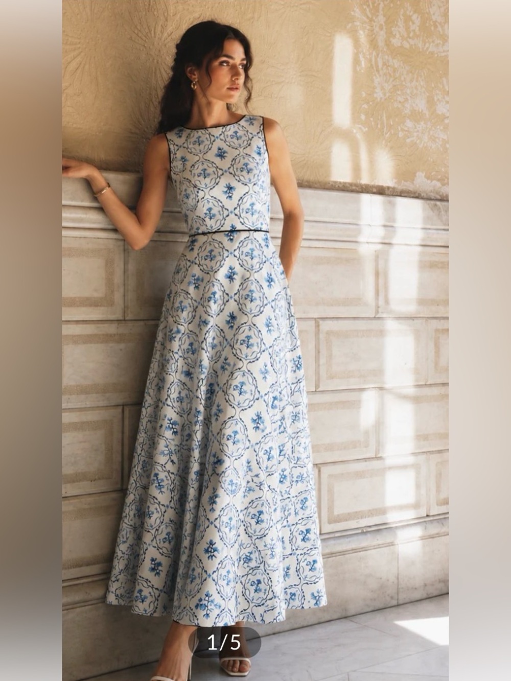 Commense Floral Print Sleeveless A- Line Dress